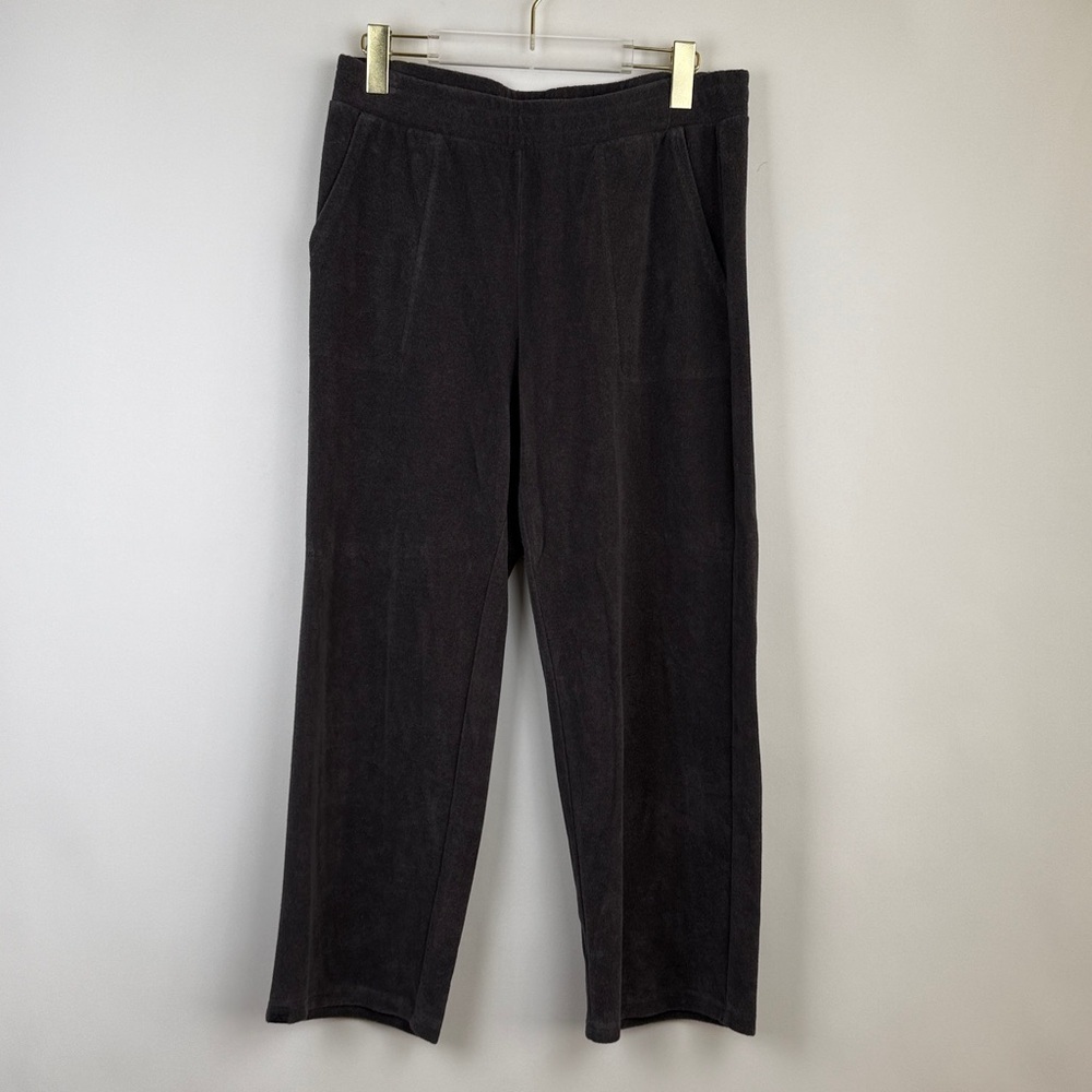 Barefoot Dreams Beach Cozy Terry Crop Wide Leg Carbon Grey Lounge Pants Medium - Picture 3 of 10